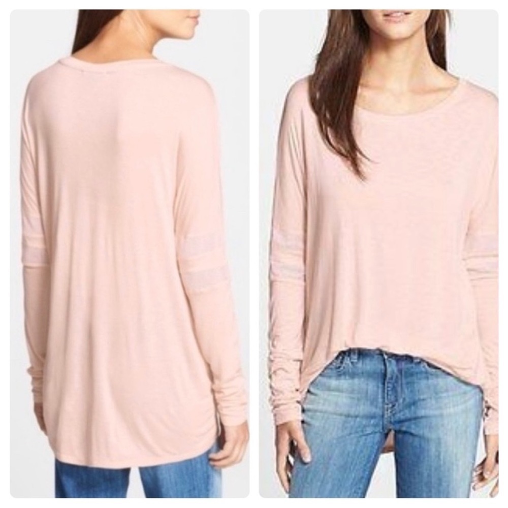 VINCE Womens Drop Shoulder Pink Long Sleeve Top Sz XS